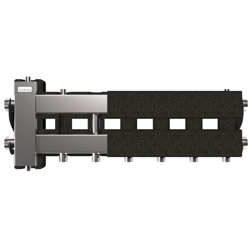 Коллектор нержавеющий Gidruss BMSS-80-4D EPP до 80 кВт 1 1/4"-1" 4 контура EPP термоизоляция