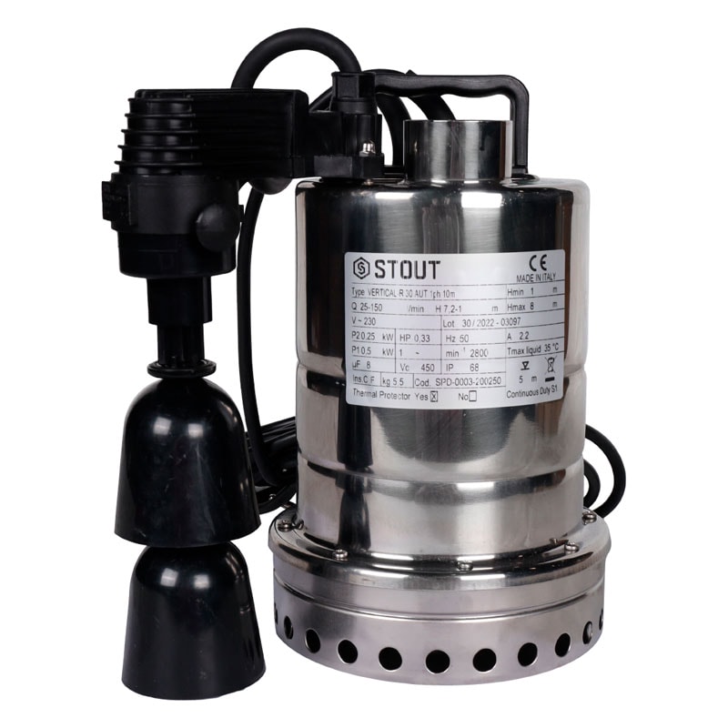 Насос дренажный Stout SPD-0003-200450 вертикальный поплавок кабель 10 м.