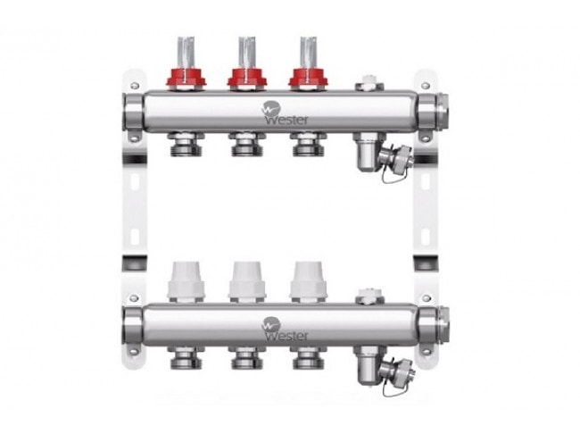 Коллектор с расходомерами Wester W902 1"x3/4" 3 контура