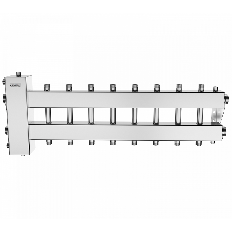 Коллектор нержавеющий Gidruss BMSS-150-9DU до 150 кВт 1 1/2" 9 контуров