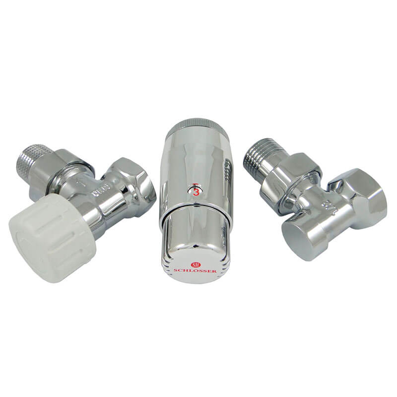 Комплект подключения SCHLOSSER STANDARD MINI 1/2" угловой хром с термоголовкой MINI