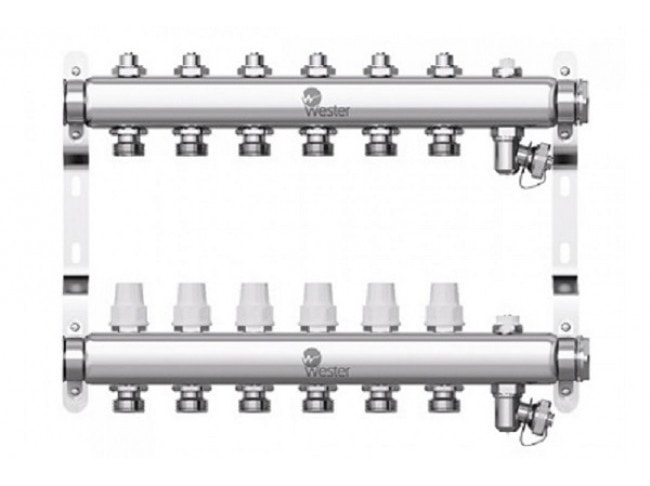 Коллектор с регулирующими вентилями Wester W903 1"x3/4" 6 контуров