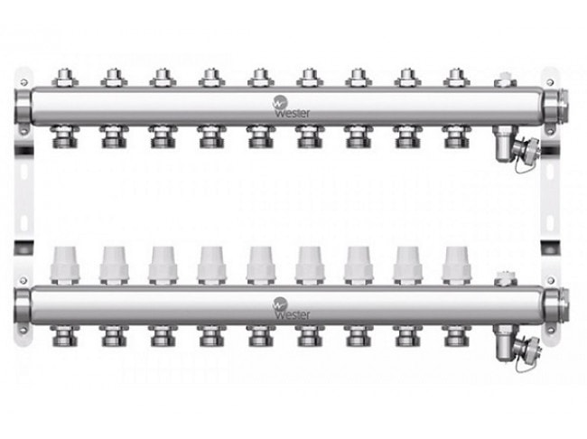 Коллектор с регулирующими вентилями Wester W903 1"x3/4" 9 контуров