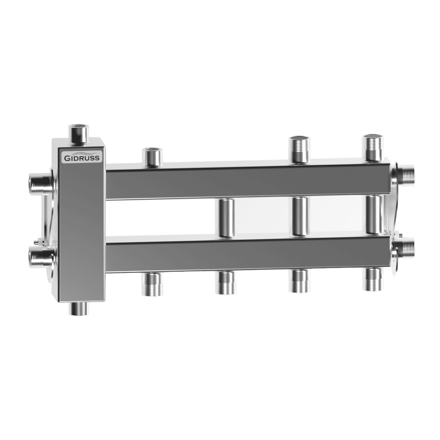 Коллектор нержавеющий Gidruss BMSS-40-4DU до 40 кВт 3/4" 4 контура