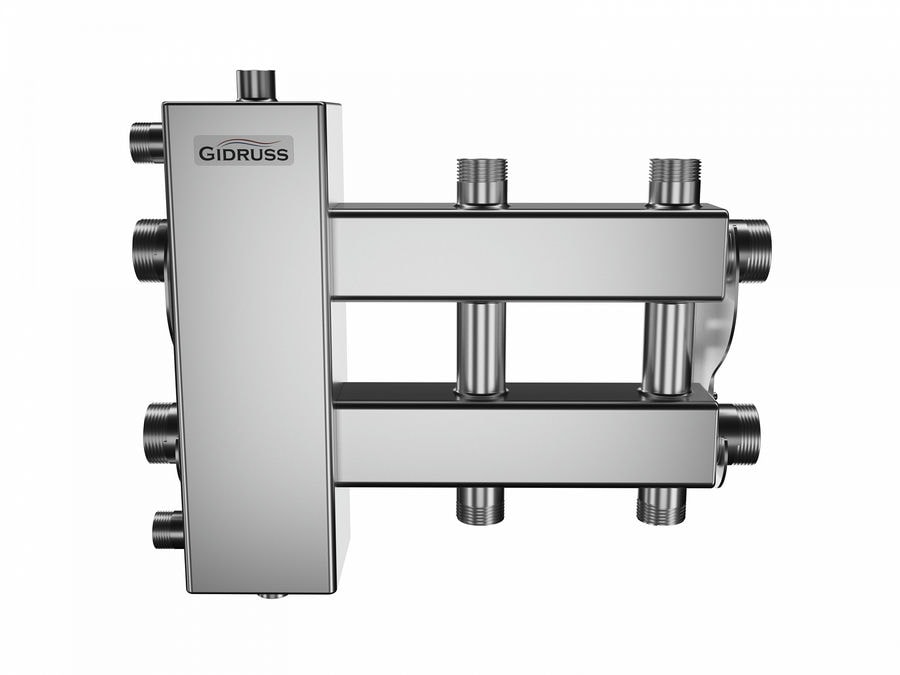Коллектор нержавеющий Gidruss BMSS-100-3DU до 100 кВт 1 1/4" 3 контура