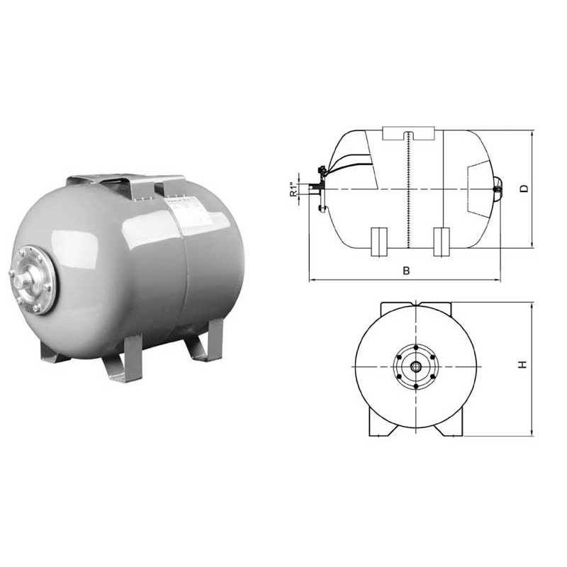 Гидроаккумулятор Waterstry CW-H 60 литров горизонтальный