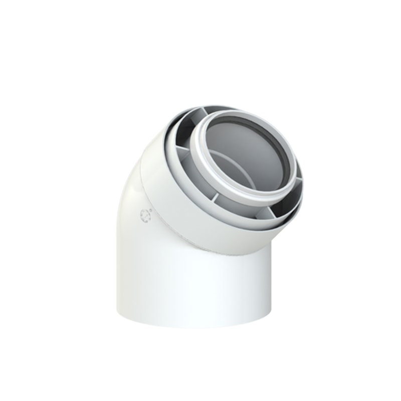 Отвод 45° коаксиальный Cox Geelen D=80-125мм, (CoxDENS PP/Alu + Connect X7)
