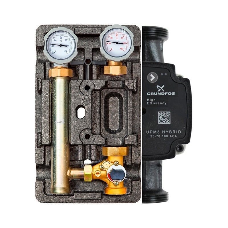 Насосная группа Meibes MK 1",со смесителем, с насосом Grundfos UPM3 Hybrid 25-70 (арт.M66831.36)