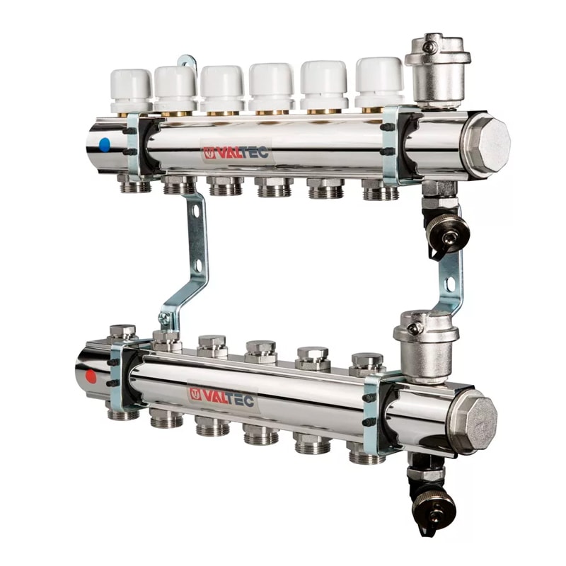 Коллектор Valtec для радиаторов 1"х 3/4" на 10 выходов (латунь) арт.VTC.594.EMNX.0610