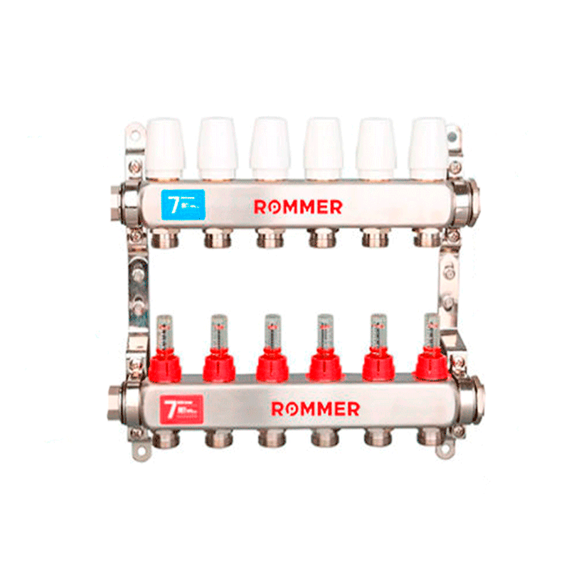 Коллектор с расходомерами Rommer 1"x3/4" 9 контуров