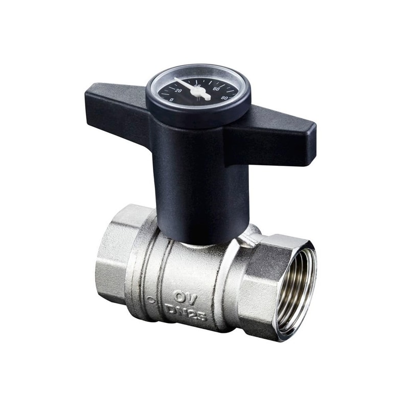 Кран шаровый с термометром Oventrop Optibal 3/4" ВР/BР c высокой Т-ручкой (арт.1078006)
