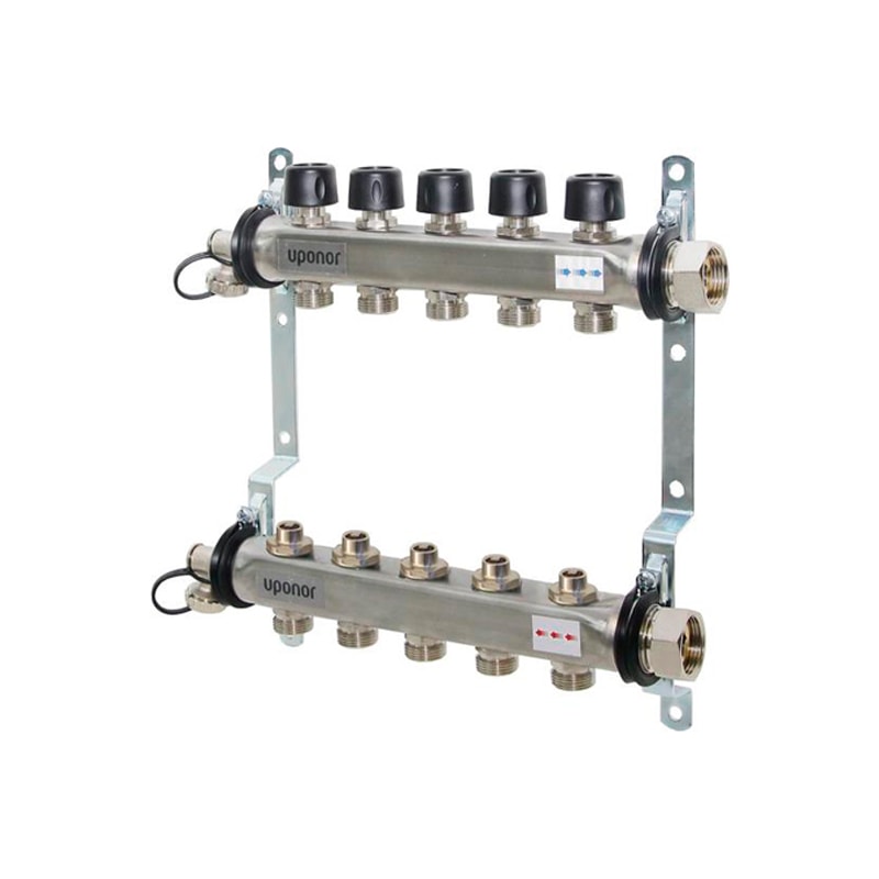 Коллектор стальной Uponor Vario S с термовставками 3 выхода 3/4" евроконус (арт.1088046)