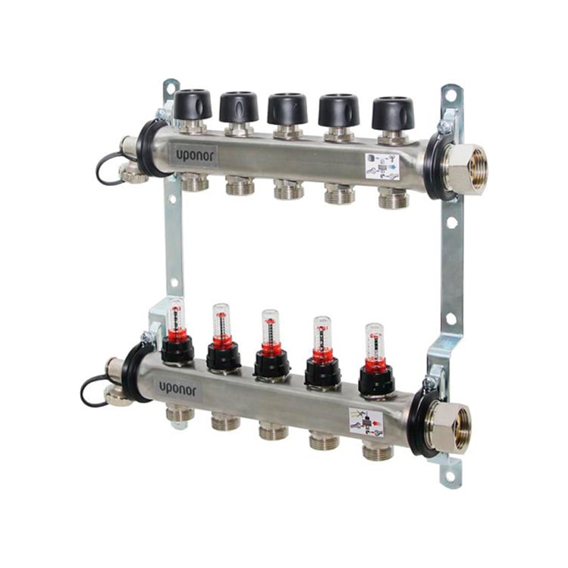 Коллектор стальной Uponor Vario S с расходомерами 14 выходов 3/4" евроконус (арт.1088865)
