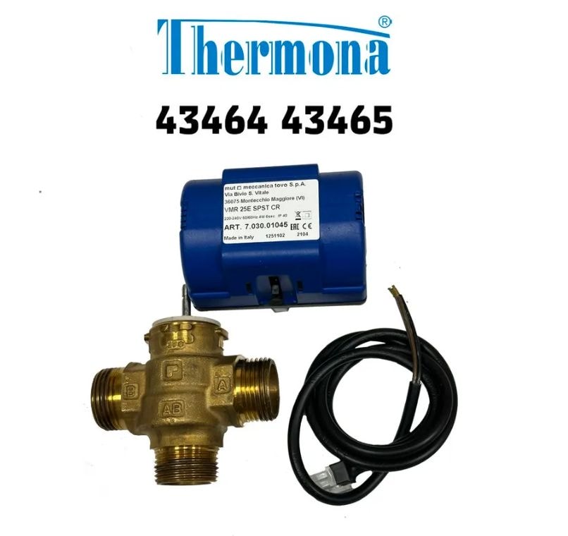 Кран трехходовой 1 с приводом Thermona 43464 43465